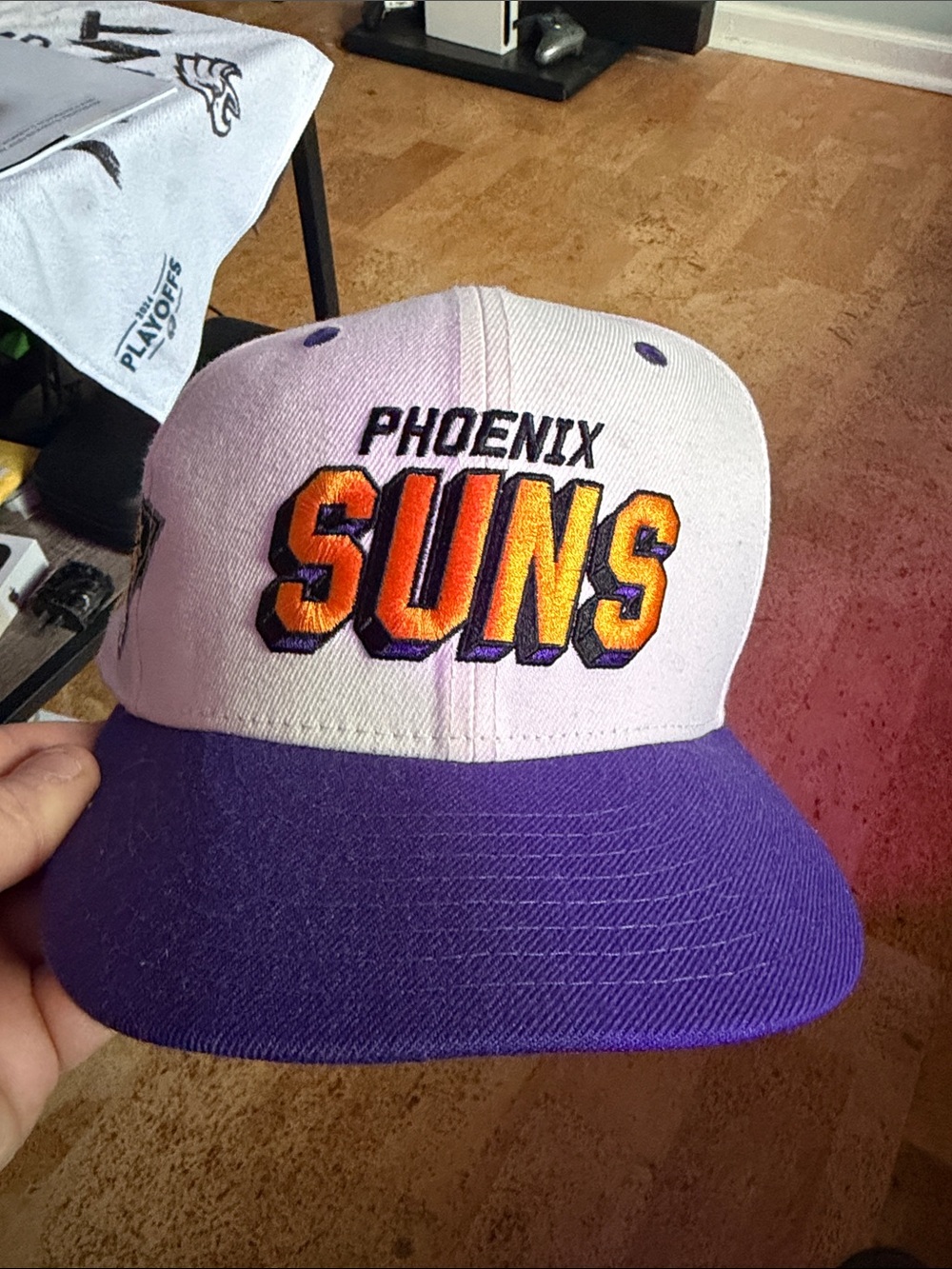 RARE Phoenix Suns x AWAKE New Era Purple and Cream Embroidered Snapback Hat